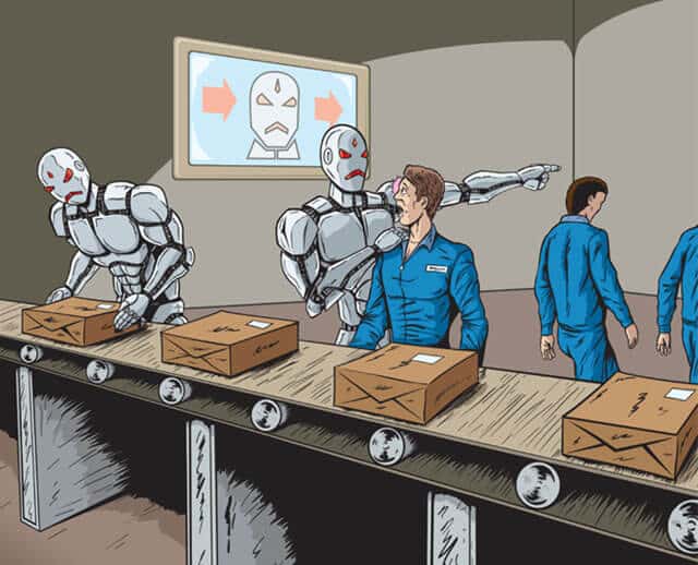 Machines replace humans